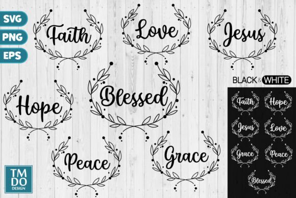 Christian Words SVG: Faith Hope Love Graphics for T-Shirt Designs