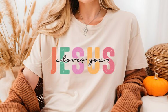 Jesus Loves You PNG: Colorful Religious Graphics for T-Shirt Designs